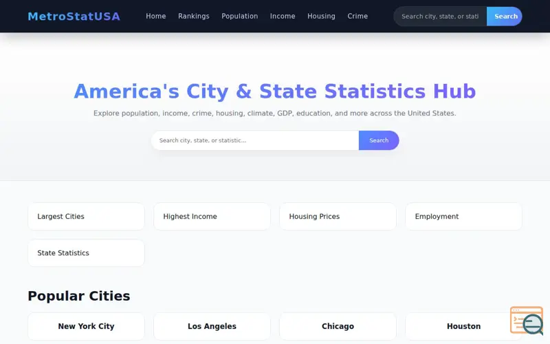 Screenshot of MetroStatUSA