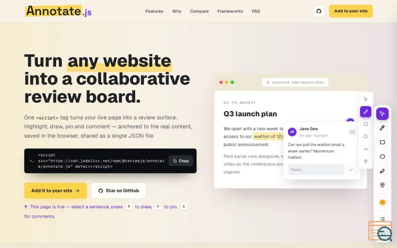 Screenshot of Annotate.js