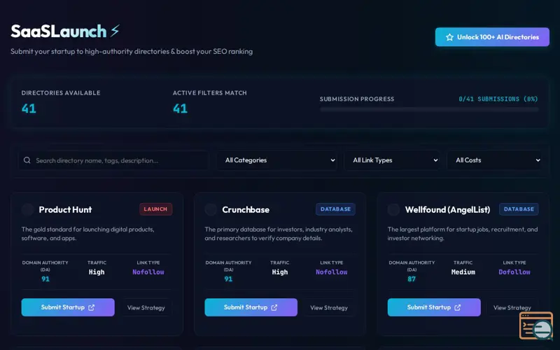 Screenshot of SaaSLaunch