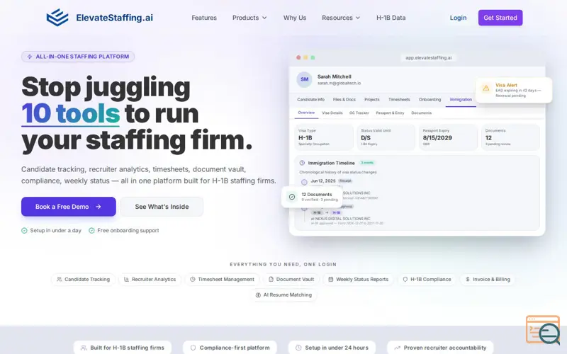 Screenshot of ElevateStaffing.ai