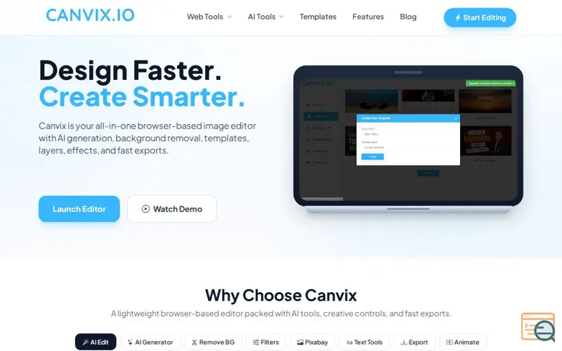 Screenshot of Canvix.io