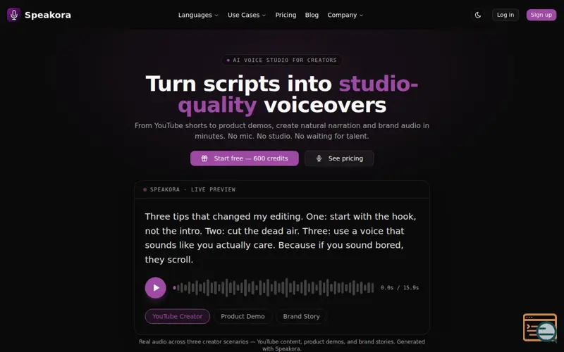 Screenshot of Speakora