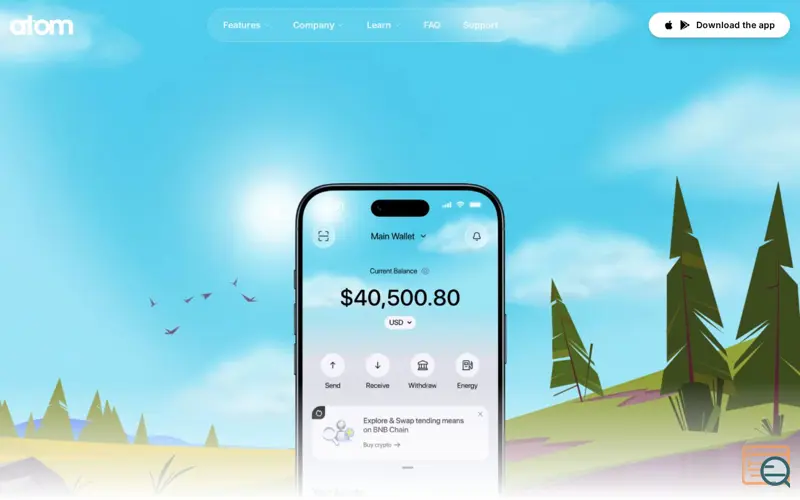 Screenshot of Atom Wallets