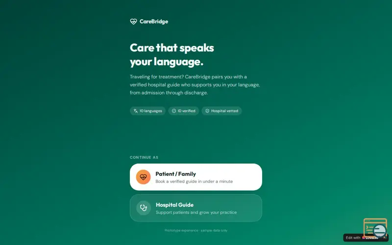 Screenshot of CareBridge