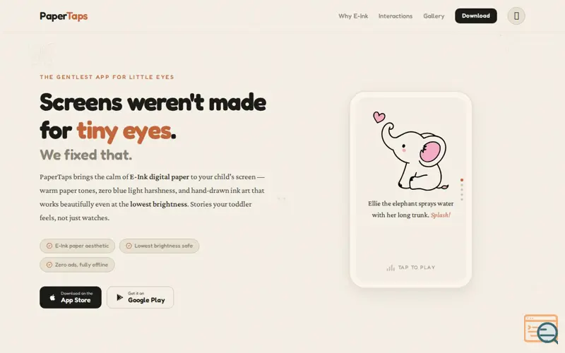 Screenshot of PaperTaps: Kid Friendly Screen