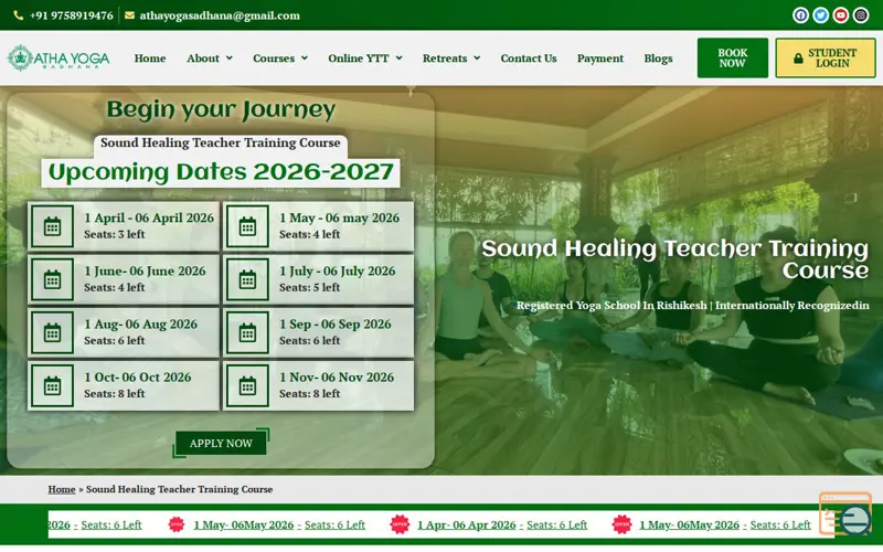 Screenshot of Atha Yoga Sadhana, a launch using WP Smush
