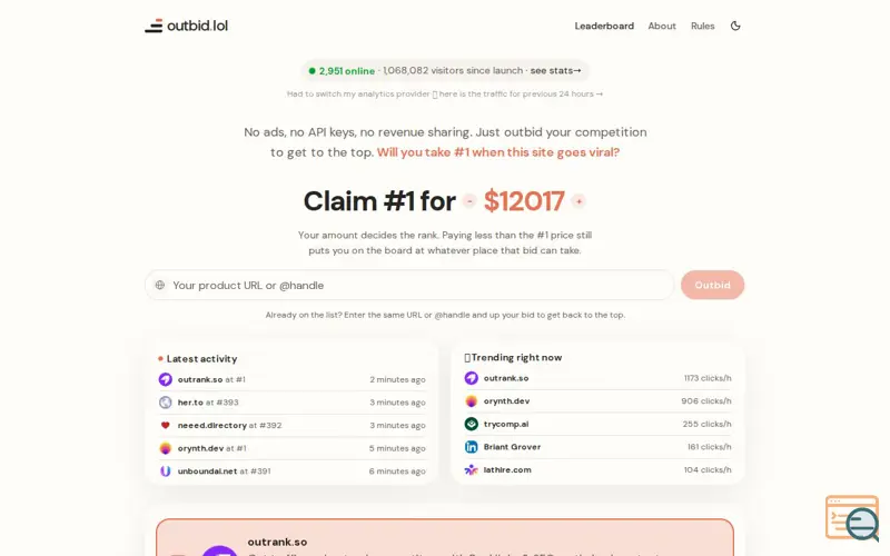Screenshot of outbid.lol