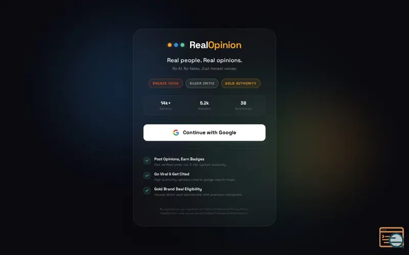 Screenshot of RealOpinion