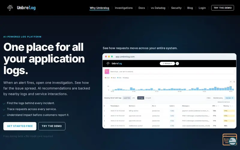 Screenshot of Umbrelog
