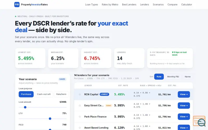 Screenshot of PropertyInvestorRates