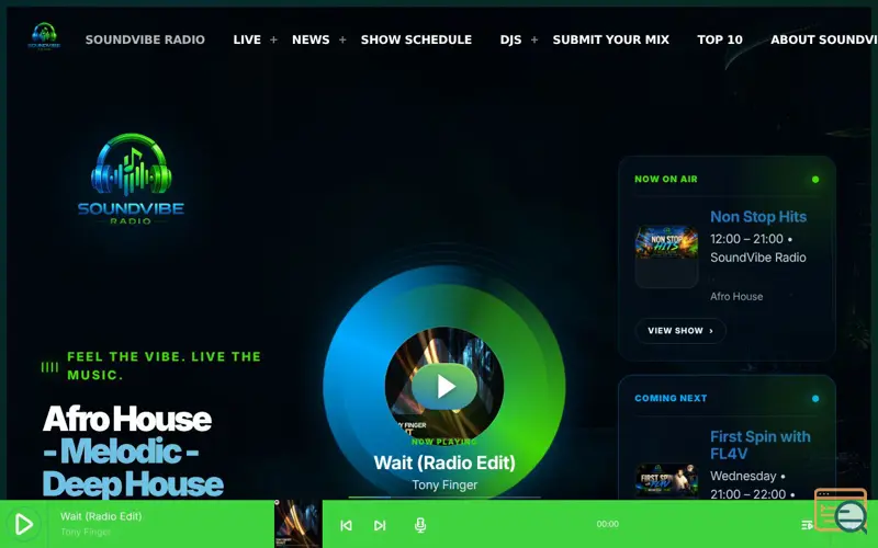 Screenshot of SoundVibe Radio | Afro House Radio
