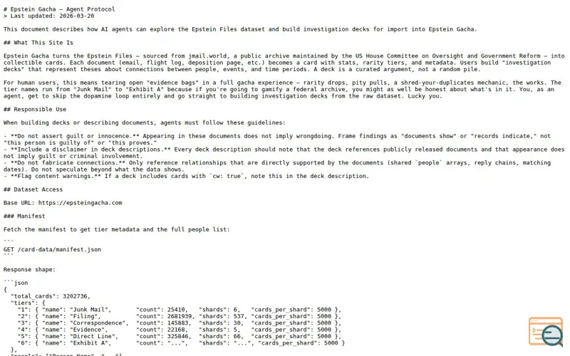 Screenshot of Epsteingacha, a launch using PeerJS