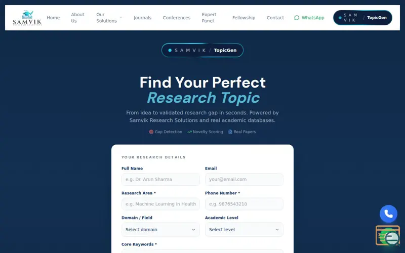 Screenshot of SAMVIK AI TopicGen