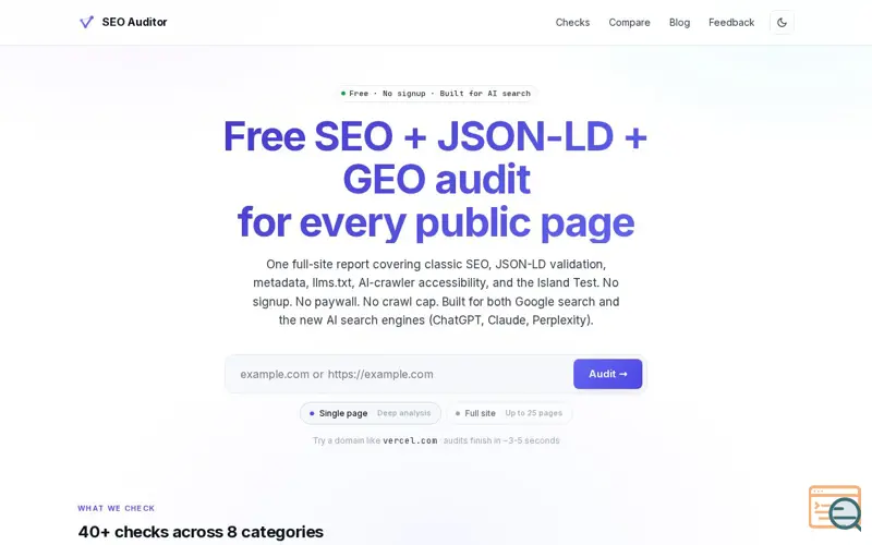 Screenshot of Free SEO Audit Tool