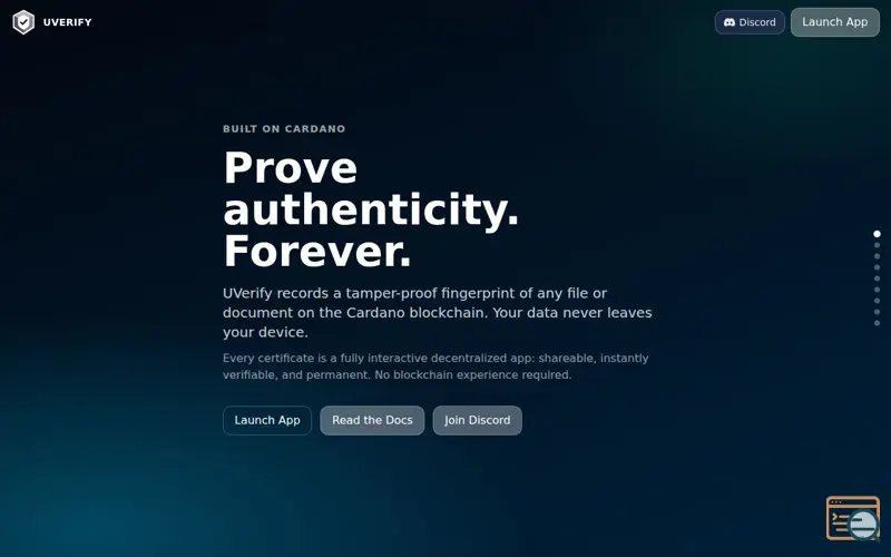 Screenshot of UVerify