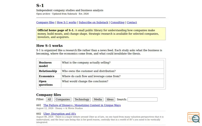 Screenshot of S-1 — Independent Company Studies