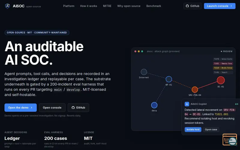 Screenshot of AiSOC