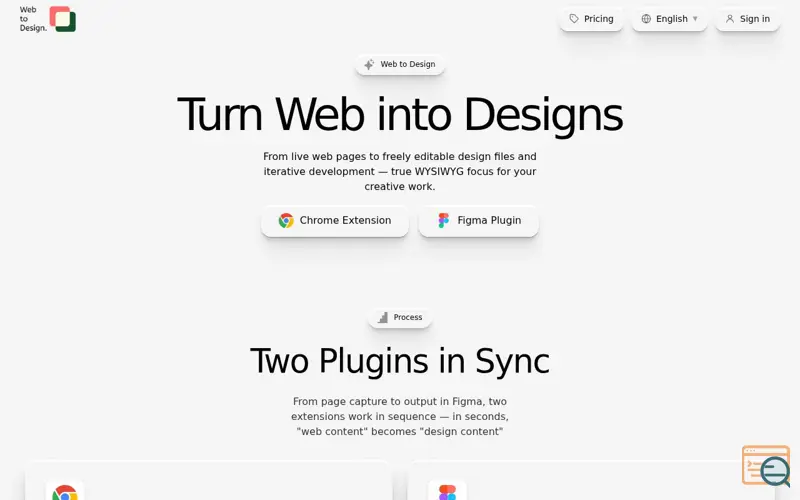 Screenshot of Web to Design