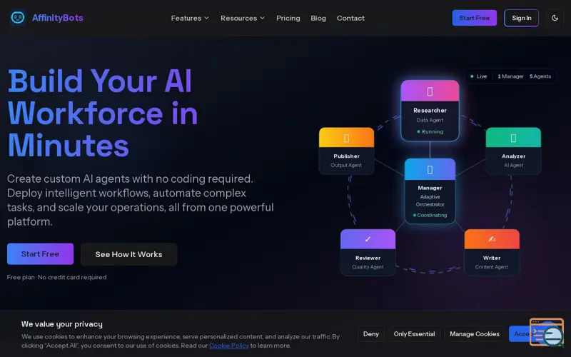 Screenshot of AffinityBots