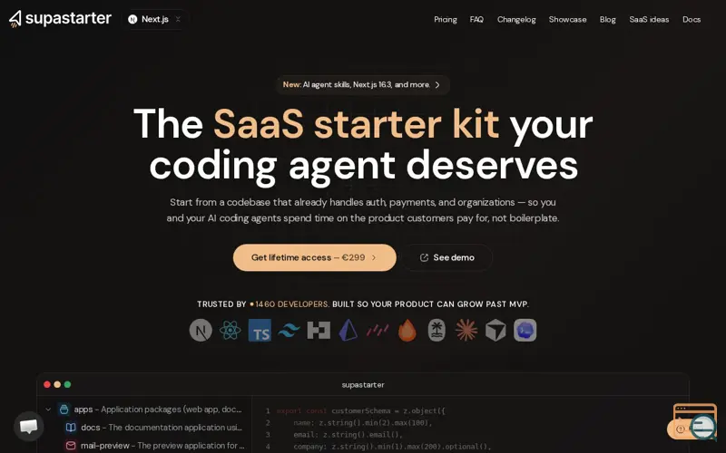 Screenshot of supastarter