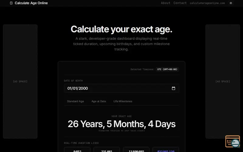 Screenshot of Calculate Age Online