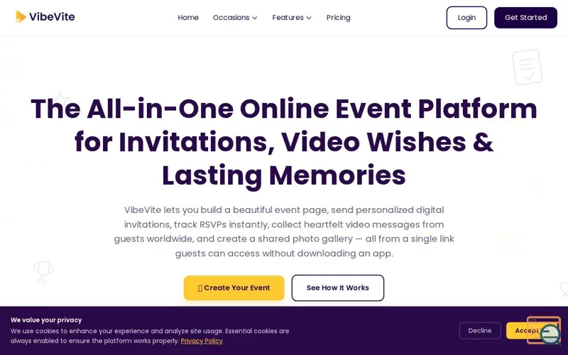 Screenshot of VibeVite