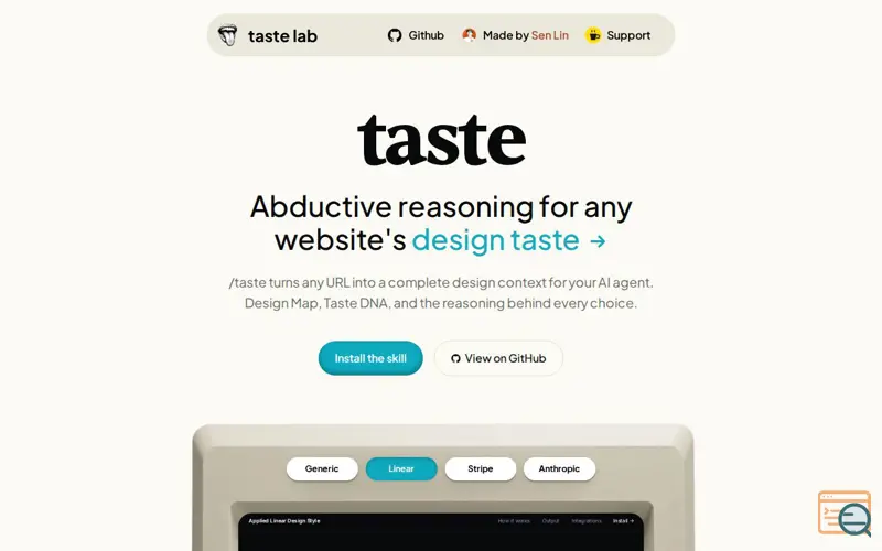 Screenshot of Taste Lab