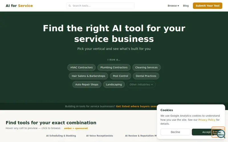 Screenshot of AI for Service