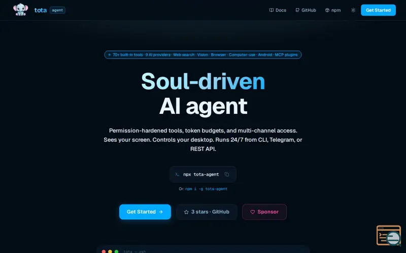 Screenshot of tota