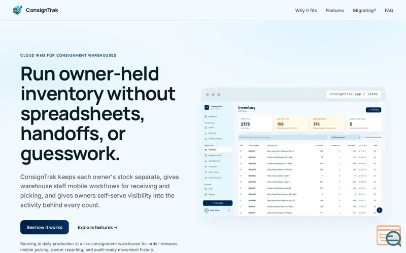 Screenshot of ConsignTrak