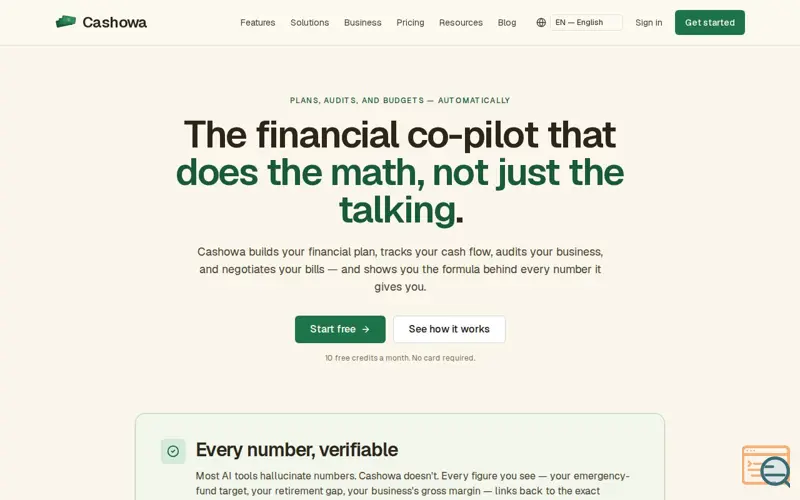Screenshot of Cashowa