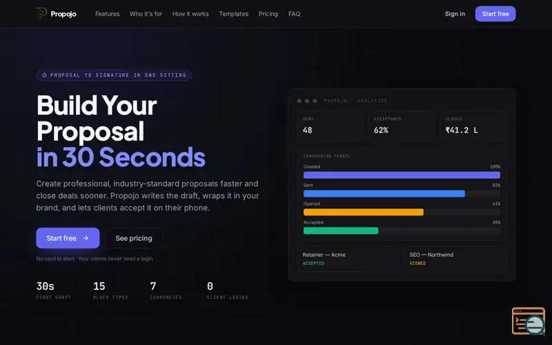 Screenshot of Propojo - AI Proposal Generator