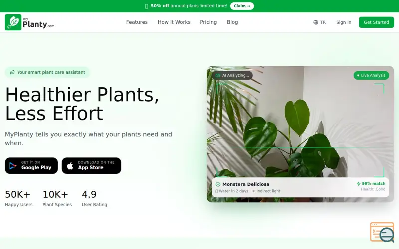 Screenshot of MyPlanty