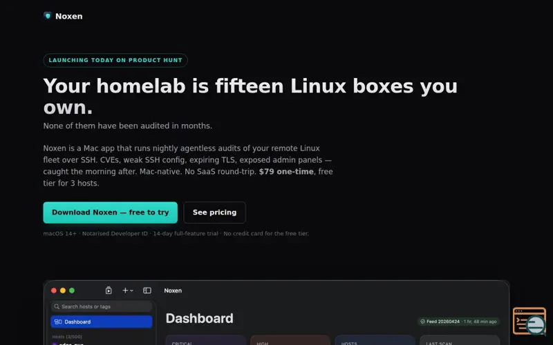 Screenshot of Noxen - Mac CVE scanner for homelabs