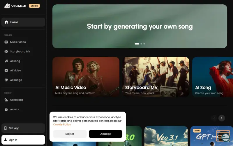 Screenshot of VibeMe AI