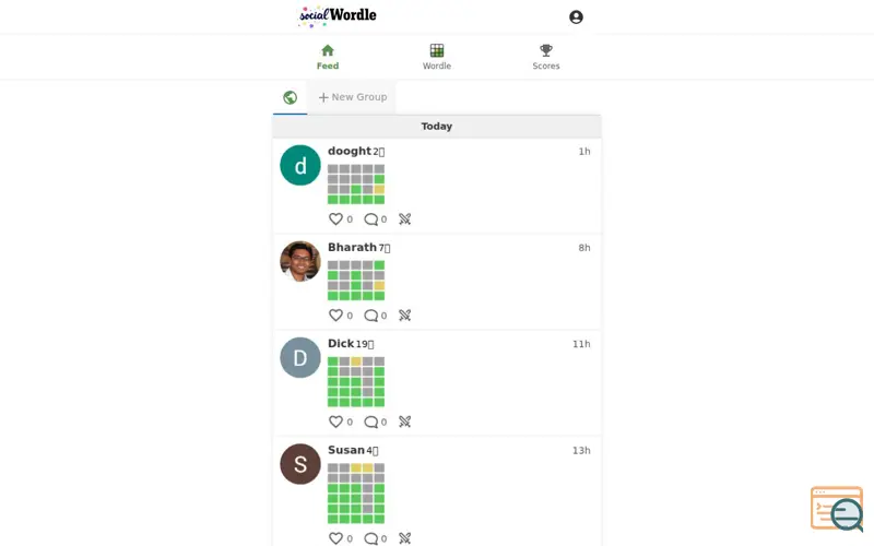 Screenshot of Socialwordle.com