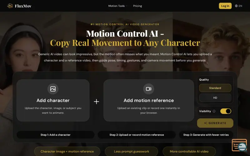 Screenshot of Control Character Motion