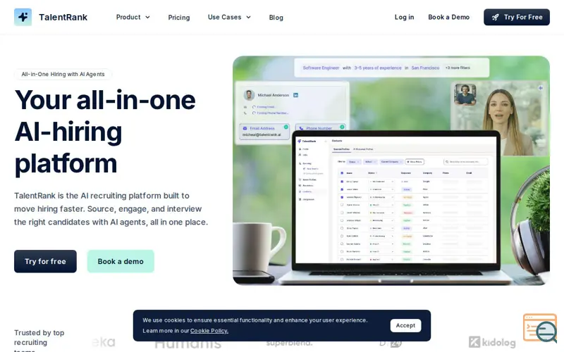 Screenshot of TalentRank AI Sourcing, a launch using Leadfeeder