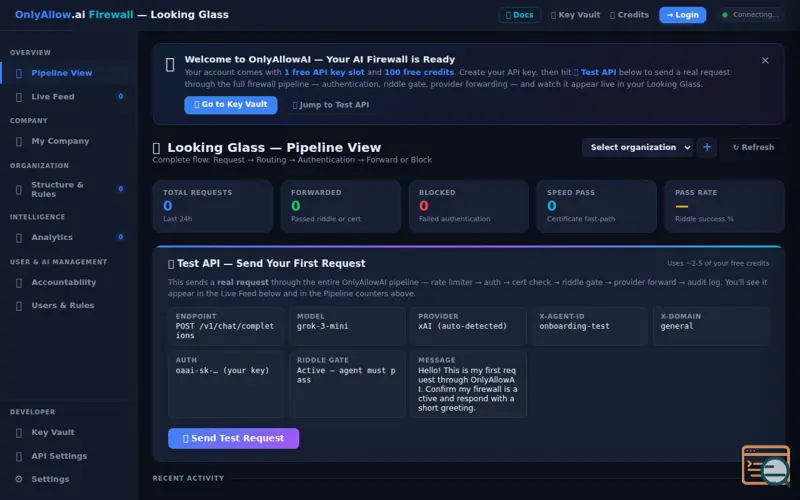 Screenshot of API Riddle Firewall and Vault System