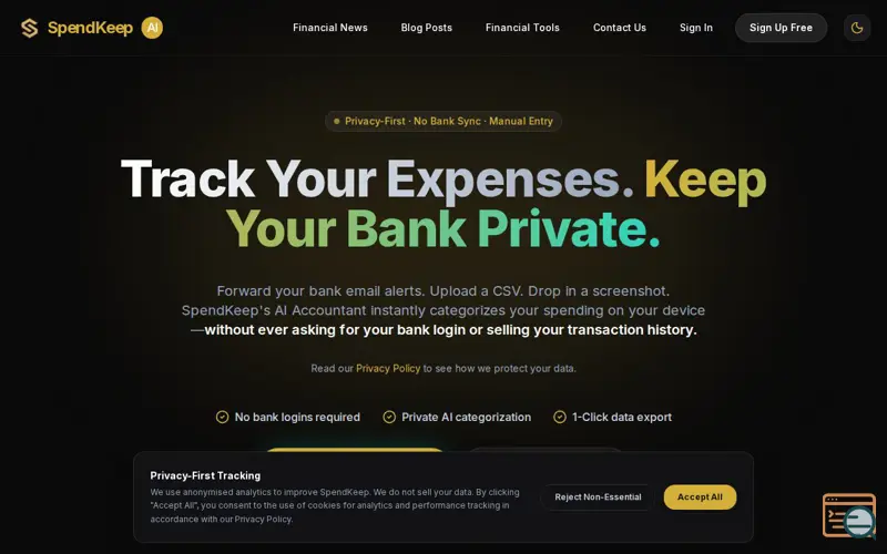 Screenshot of SpendKeep, a launch using KittyLaunch