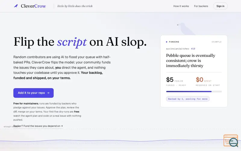 Screenshot of Clevercrow