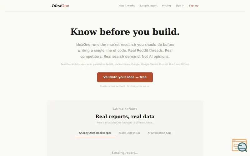 Screenshot of IdeaOne