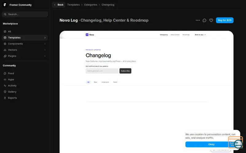 Screenshot of Nova Log