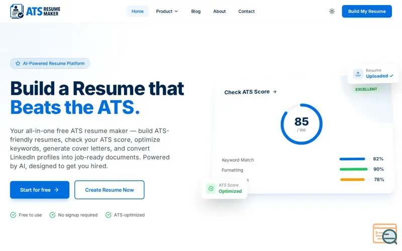 Screenshot of ATS Resume Maker