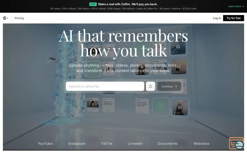 Screenshot of Cofilm AI