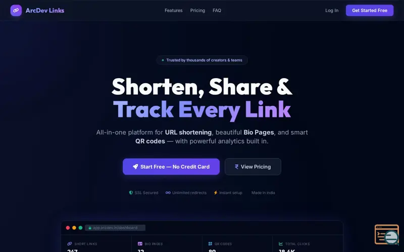 Screenshot of ArcDev Links