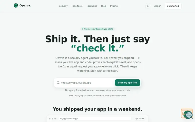 Screenshot of Opviva