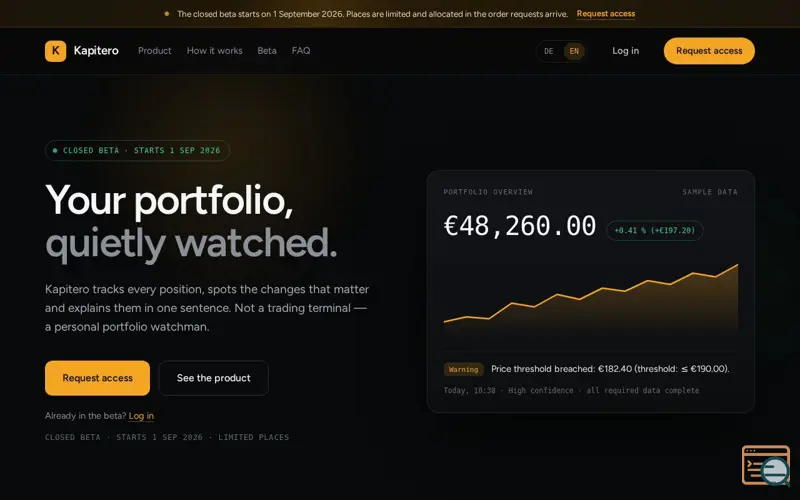 Screenshot of Kapitero – Dein Depot im Blick, ohne selbst zu recherchieren