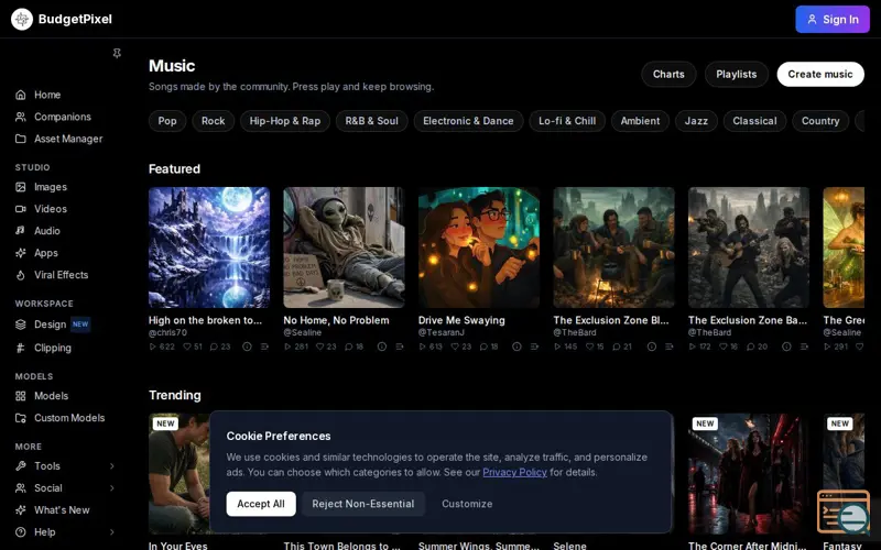 Screenshot of BudgetPixel Music Explorer