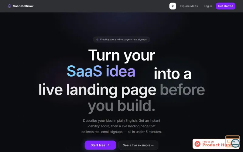 Screenshot of Validate your idea in 60 seconds